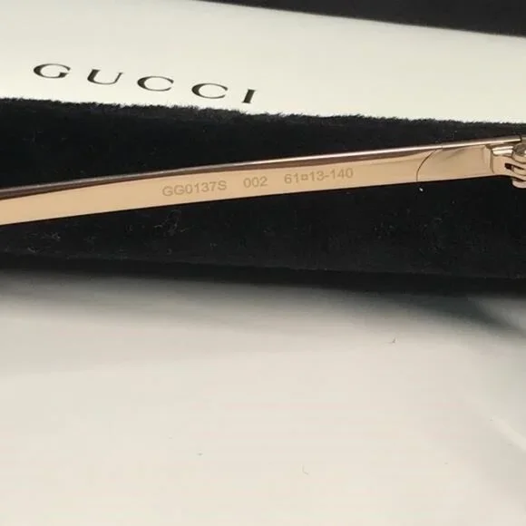 ✨ Brand New Gucci GG0137S 002 Aviator Sunglasses – Gold Frame with Grey Lenses ✨ - Picture 12 of 13